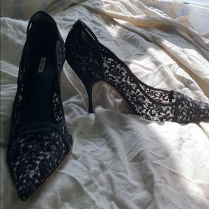 Miu Miu Black Lace pointed toe heels size 39.5